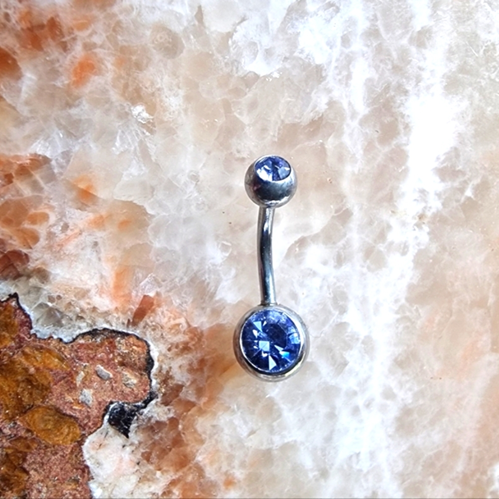 🆕️ Elegant Silver and Bluish Purple Belly Button Ring June Birthstone